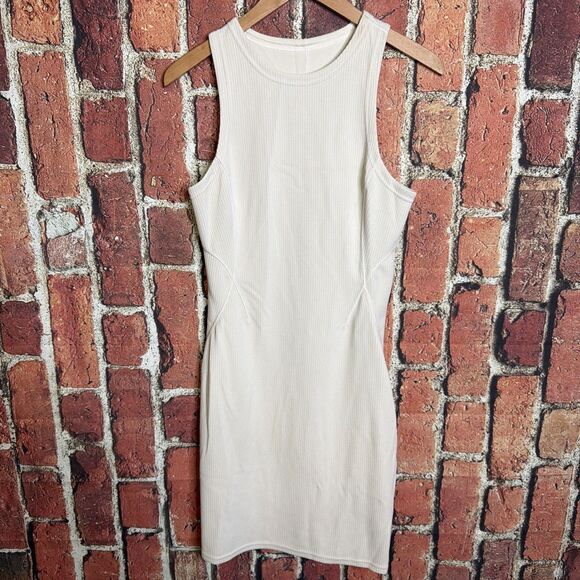 lululemon athletica Dresses & Skirts - Lululemon All Aligned Ribbed Midi Dress Size 8 Bone